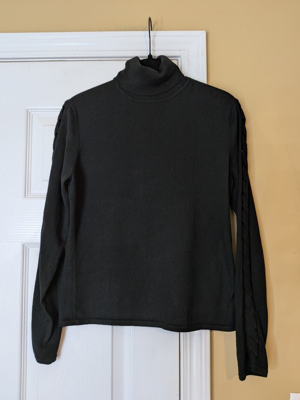 Etcetera Y2K Black Silk Cashmere Blend Turtleneck Sweater Medium Quiet Luxury